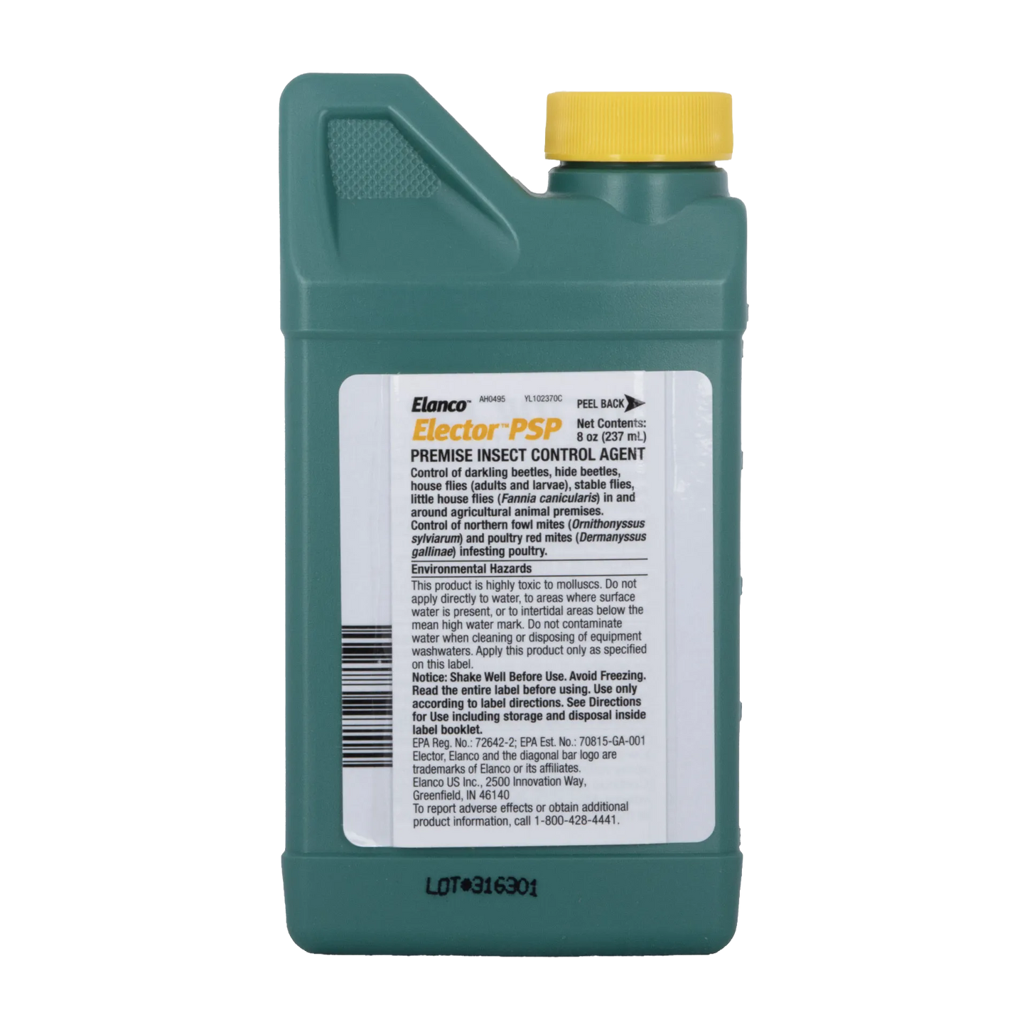 Elector PSP Premise Spray,"Green plastic bottle with yellow cap and front label"