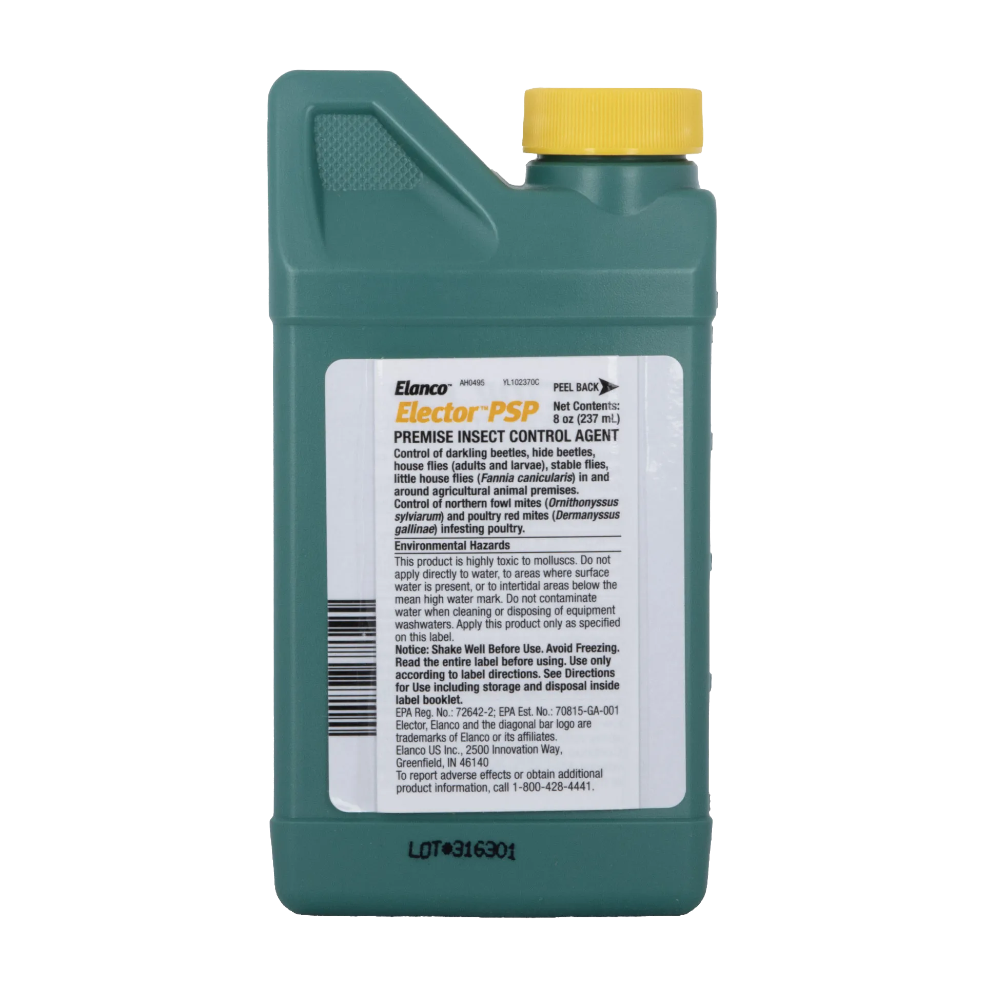 Elector PSP Premise Spray,"Green plastic bottle with yellow cap and front label"
