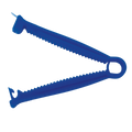 Umbilical Clamp,"Blue plastic clamp with serrated jaws and locking ring"