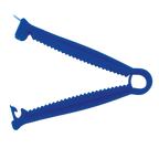 Umbilical Clamp,"Blue plastic clamp with serrated jaws and locking ring"