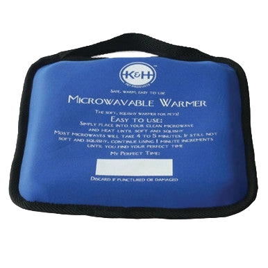 Microwavable Pet Bed Warmer,"Blue pet warming pad with black fabric trim"
