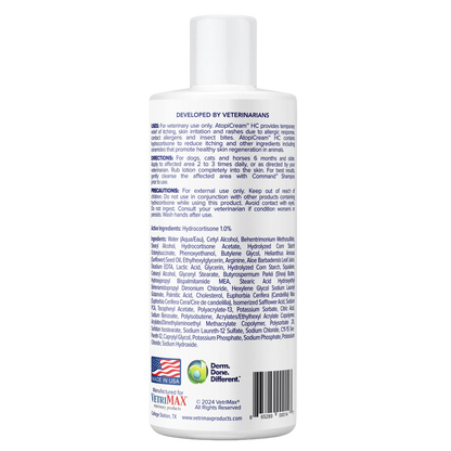 AtopiCream™ HC,"Back view of white bottle with label and barcode"