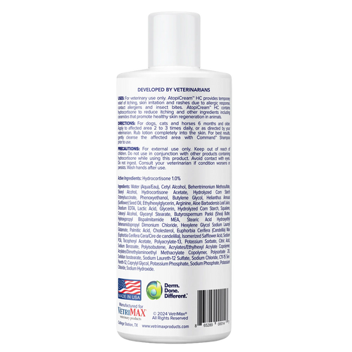 AtopiCream™ HC,"Back view of white bottle with label and barcode"