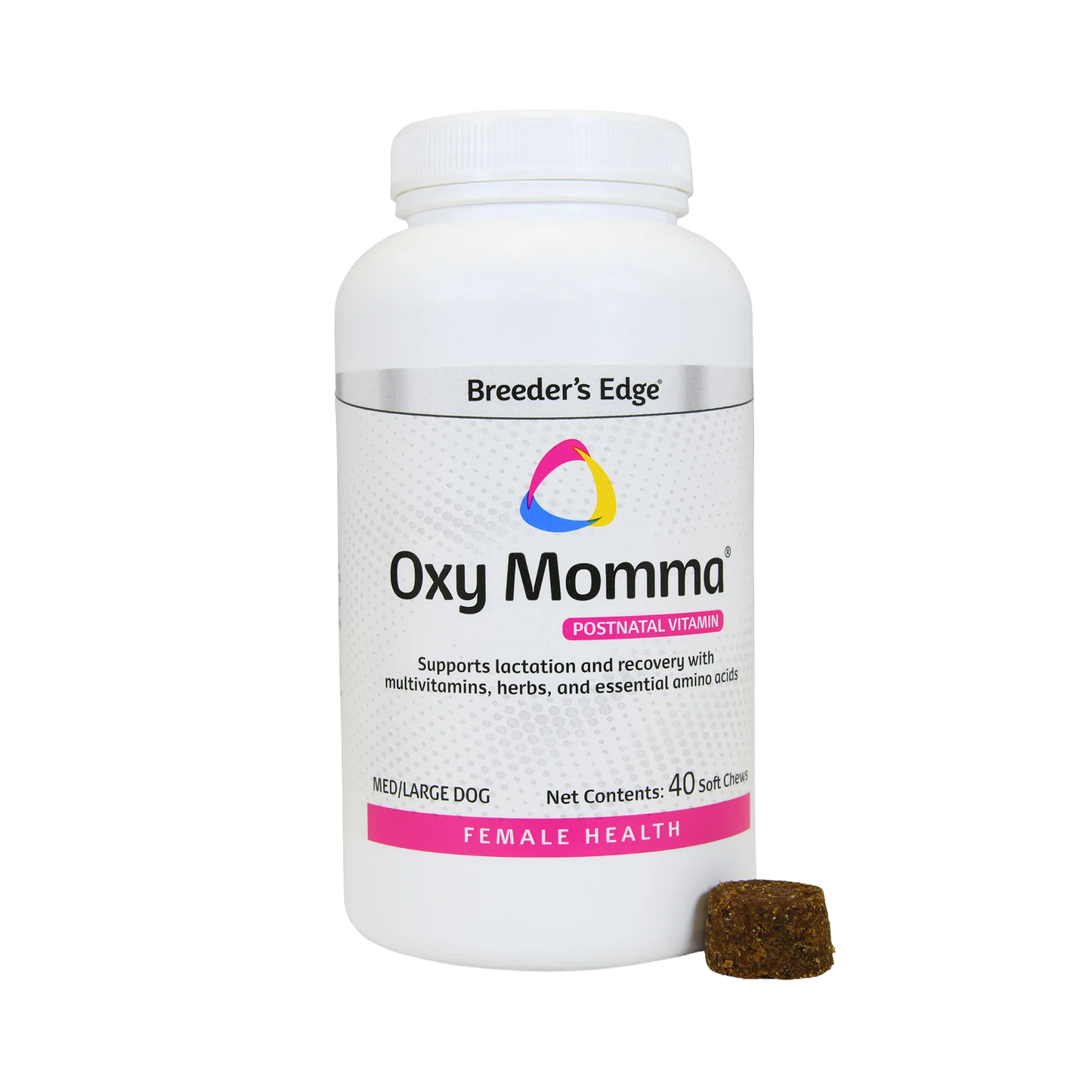Whelping Bundle,"White supplement bottle with pink label and one soft chew"