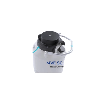 Newly Designed Next Generation Vapor Shipper,"Gray cylindrical shipper with black lid and side handle"