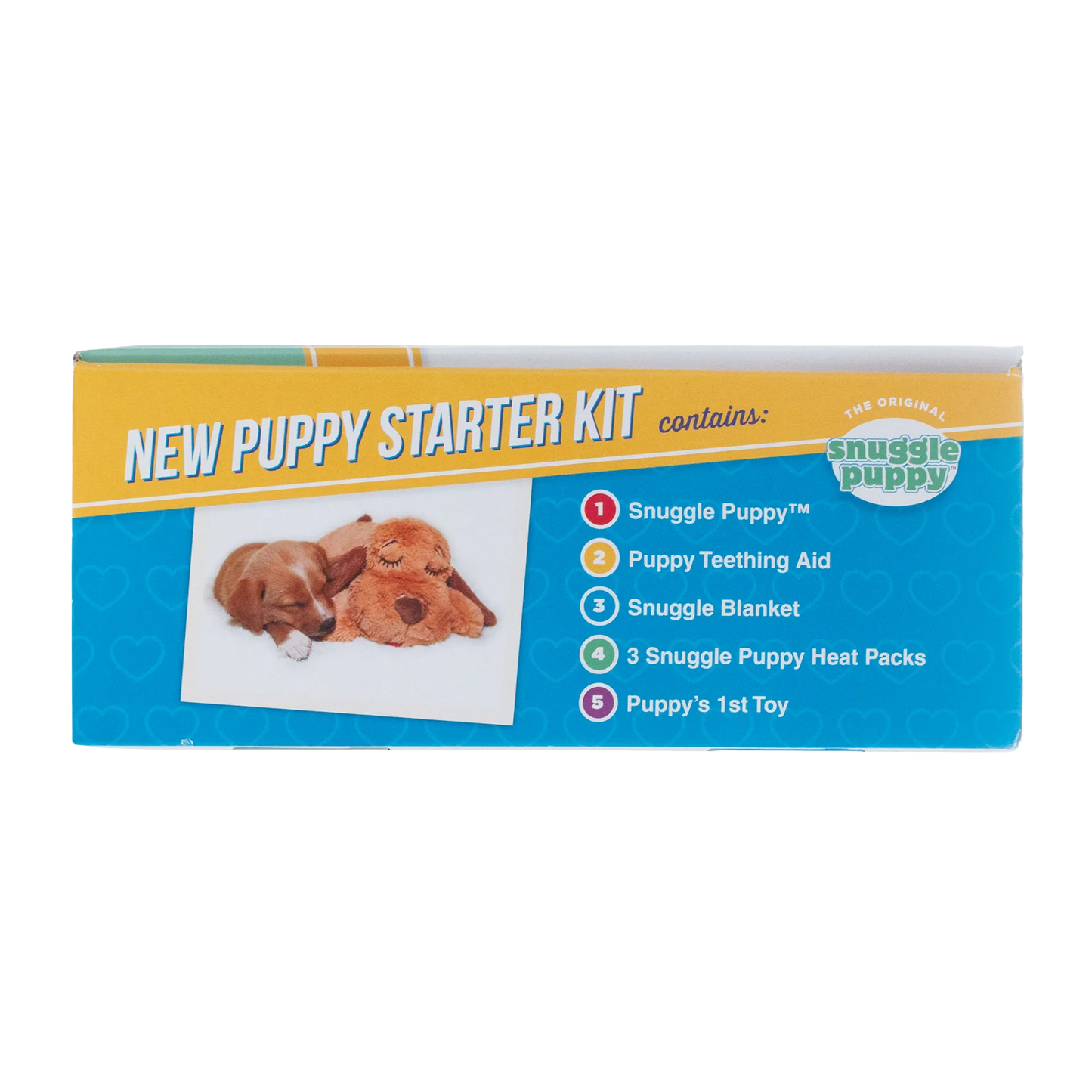 Snuggle Puppy Starter Kit,"Box front with puppy photo and starter kit contents list"