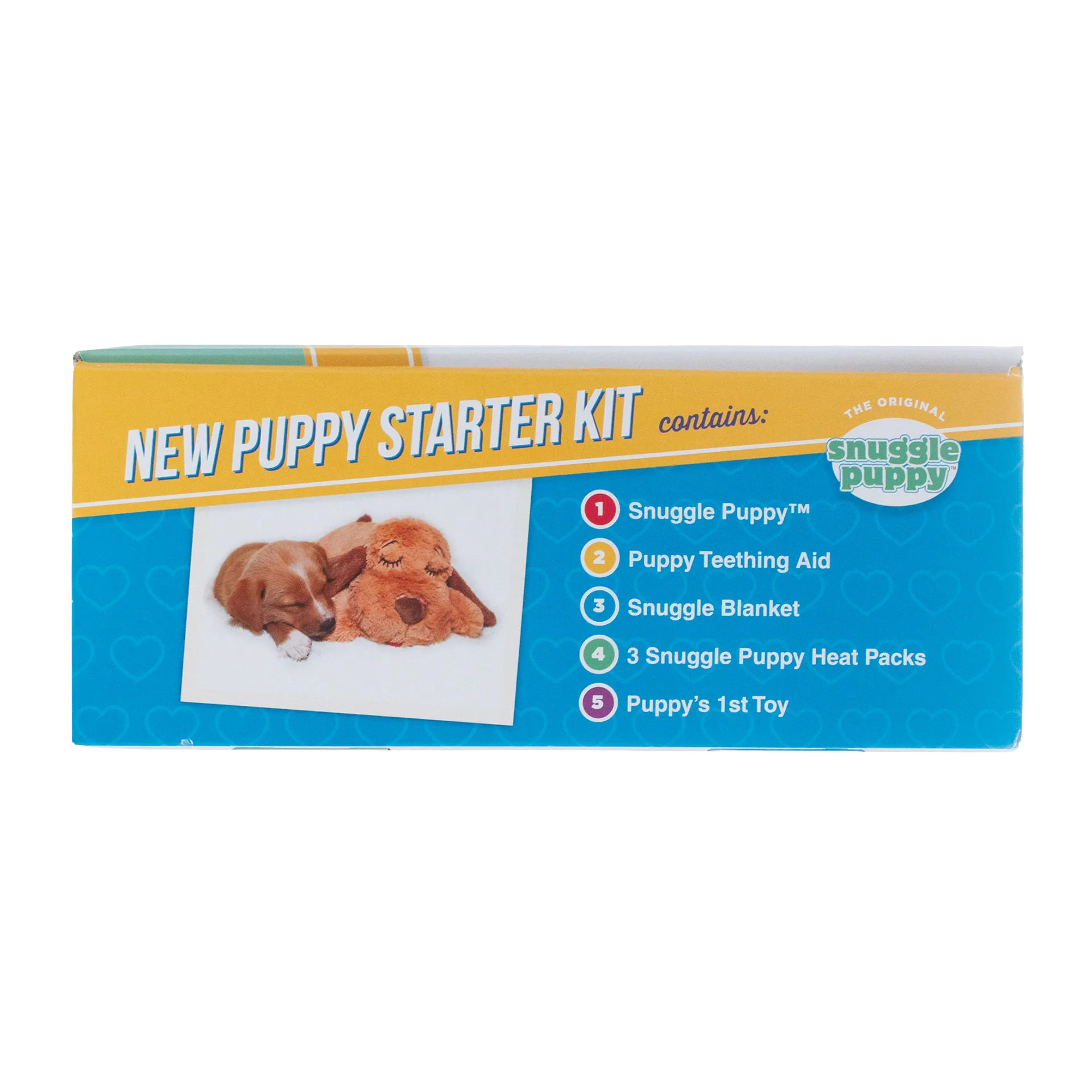 Snuggle Puppy Starter Kit,"Box front with puppy photo and starter kit contents list"