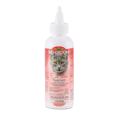 Bio-Groom® Ear Mite Treatment,"White squeeze bottle with pointed applicator tip"