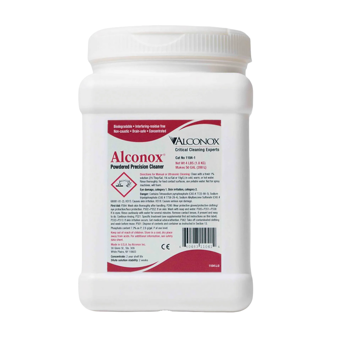 Alconox Detergent,"White plastic detergent jar with screw cap and front label"