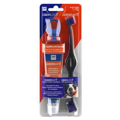 Paw Ready Oral Care Bundle,"Blister pack with dog toothbrush, toothpaste tube, and bite block"