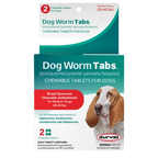 Dog Worm Tabs,"Front view of tablet box with dog photo"