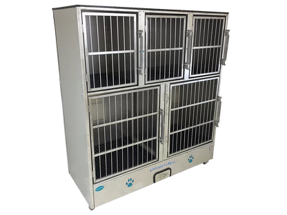 Cage Banks,"Six-compartment metal cage bank with barred doors"