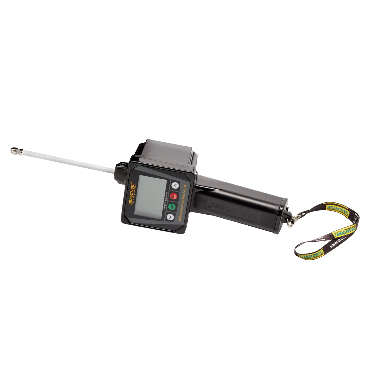 Draminski Dog Ovulation Detector,"Black handheld detector with probe and wrist strap"