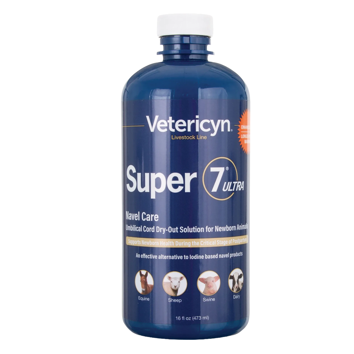 Vetericyn Super 7+ Newborn Navel Dip,"Blue bottle with white cap, front label view"