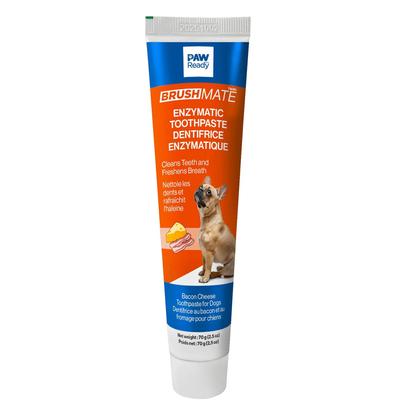 BrushMate ToothPaste,"Front view of toothpaste tube with dog illustration"
