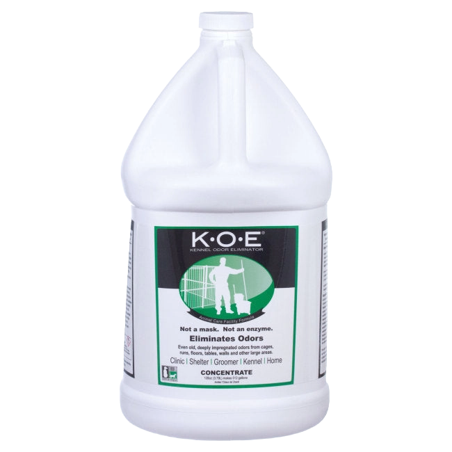 KOE® Kennel Odor Eliminator,"Large white gallon bottle with screw cap"