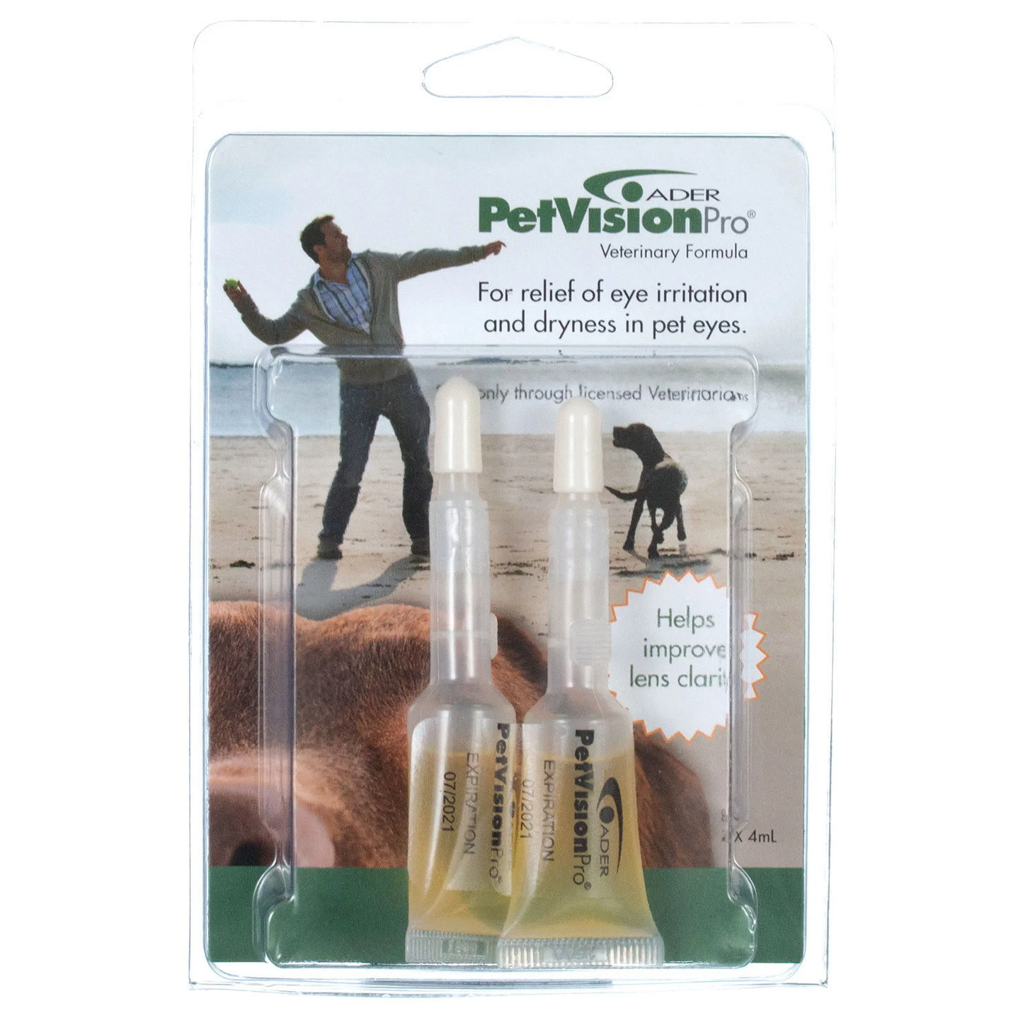 PetVisionPro®,"Two small eye drop vials in clear blister pack"