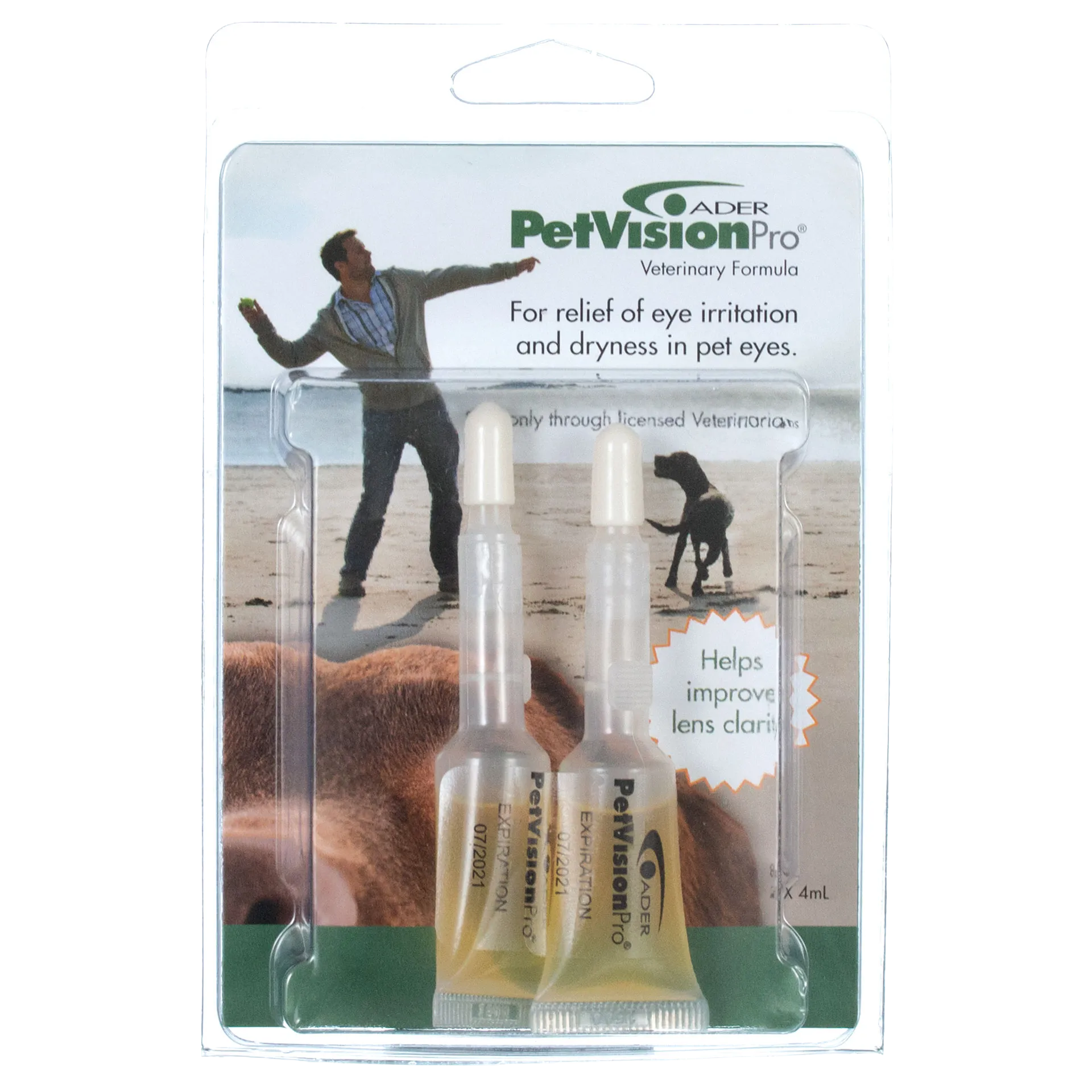 PetVisionPro®,"Two small eye drop vials in clear blister pack"