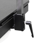 "50"" Dog Grooming 908 Electric Table without Drawer by Waggz","Close-up of table corner clamp with upright grooming arm"