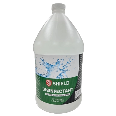 Disinfectant Spray by Shield,"Large gallon bottle with green label and gray cap"