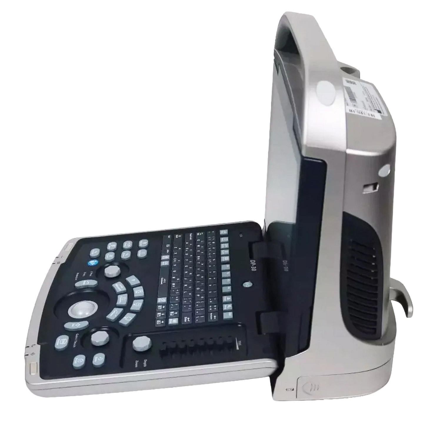 Equisound DP30 Portable Equine Ultrasound,"Portable ultrasound unit with upright screen and fold-out control panel"