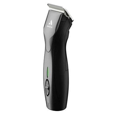 Pulse ZR II Detachable Blade Clipper with 10CeramicEdge blade by Andis,"Black detachable blade clipper angled front view"