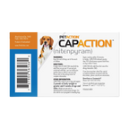 CapAction®,"Back of box with dog image and barcode"