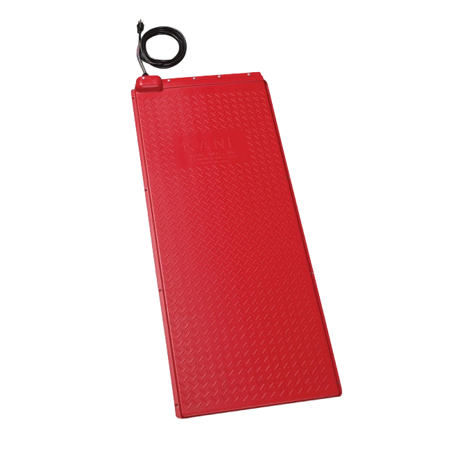 Pet Heat Mat with Thermostat,"Red rectangular heat mat with attached thermostat cord"