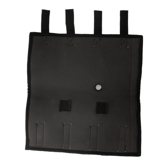 Neoprene AV Cover,"Black cover panel with top straps and front fastener tabs"