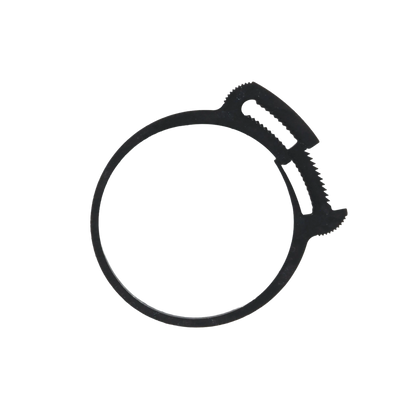 ARS Plastic Clamps,"Black plastic clamp ring with serrated locking tab"
