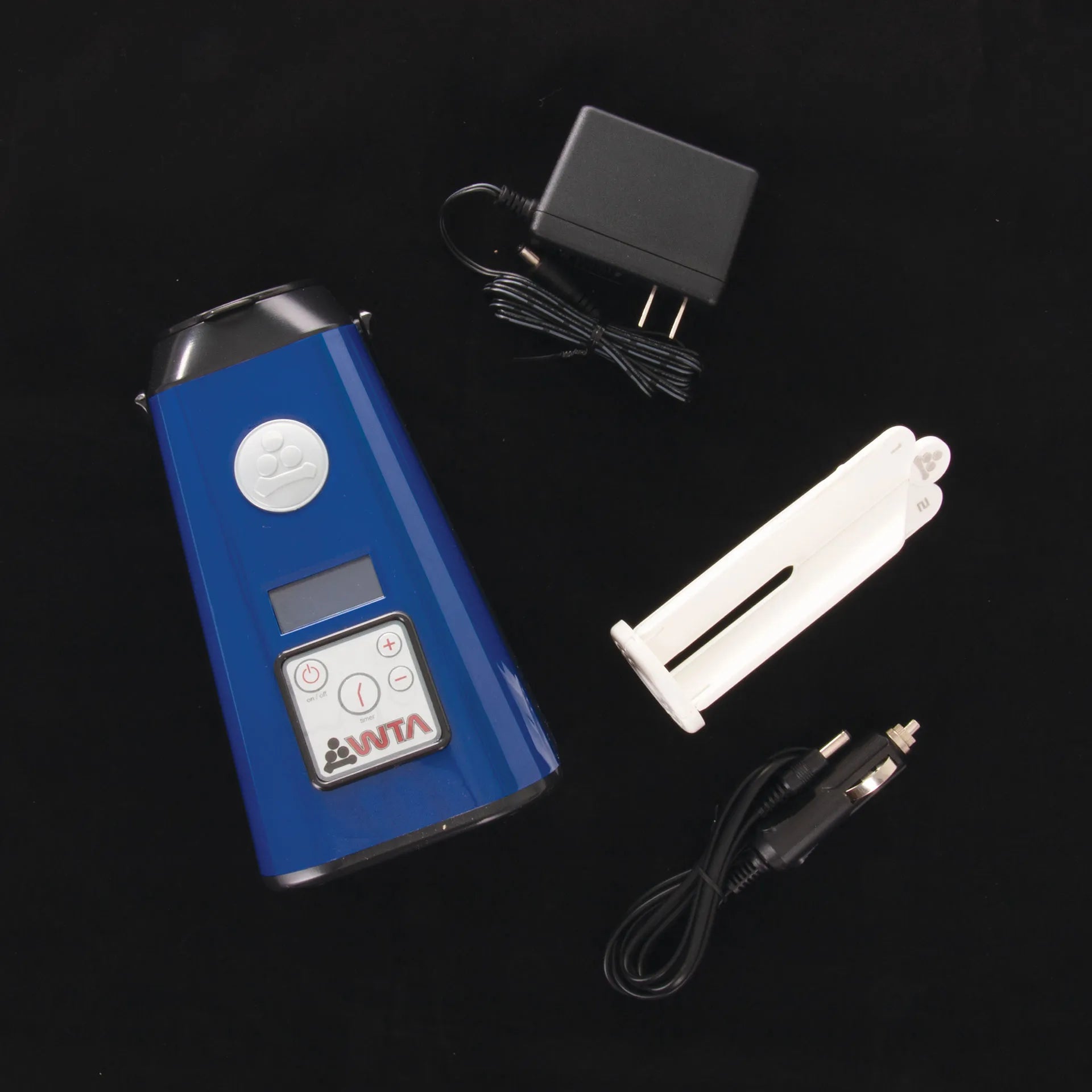 WTA Semen and Embryo Thaw Unit,"Blue handheld unit with white insert and power adapters"