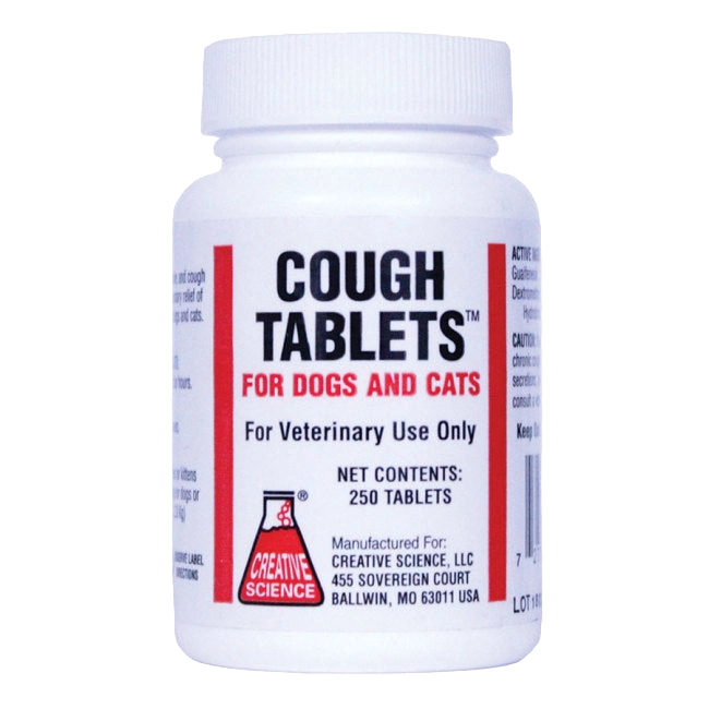 Cough Tablets™ for Dogs and Cats,"White pill bottle with ribbed cap and front label"