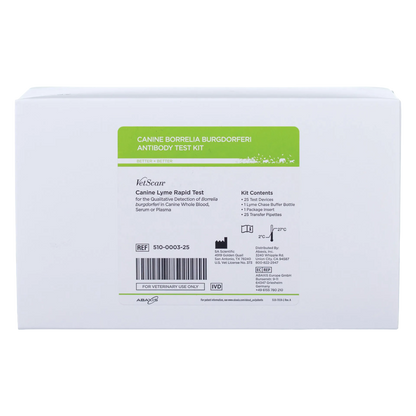 Abaxis VetScan® Lyme Rapid Test Kit,"White test kit box with green front label"