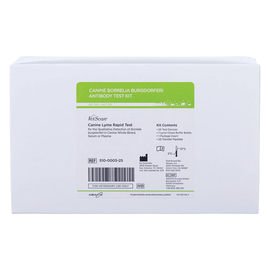 Abaxis VetScan® Lyme Rapid Test Kit,"White test kit box with green front label"