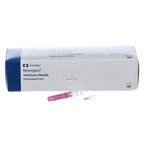 MonoJect™ Needles,"Box of veterinary needles with pink hub and protective cap"