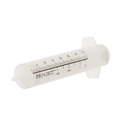 Semen Safe All Plastic Sterile Syringes Luer Slip Tip,"Large clear syringe barrel with plunger and measurement markings"