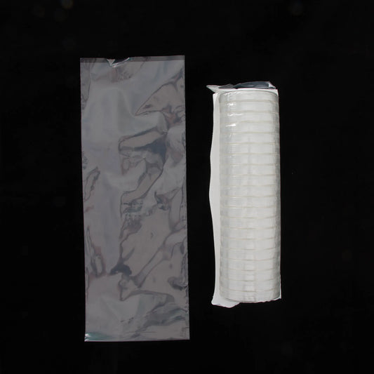 Petri Dish 100x15mm,"Stack of clear petri dishes in sealed sleeve beside foil pouch"