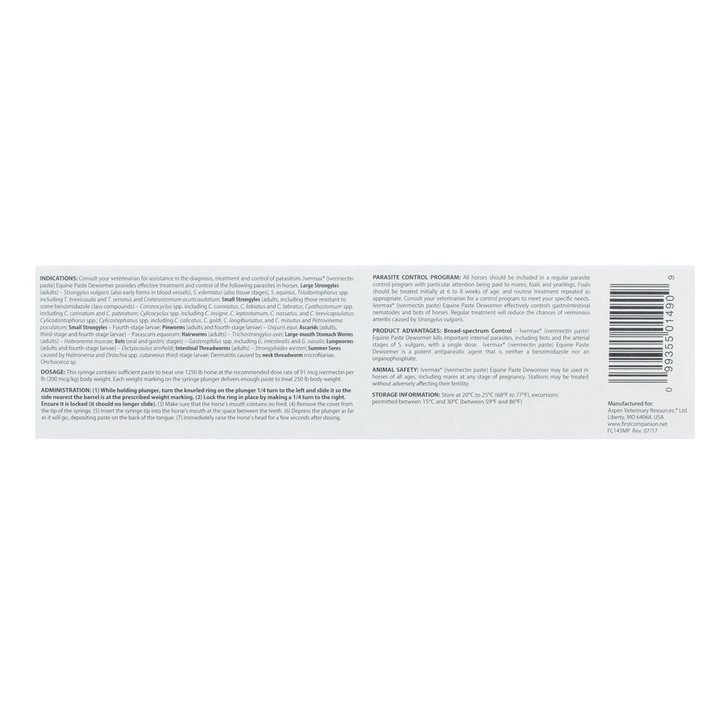 Generic Eqvalan Paste,"Back of product box with directions panel and barcode"