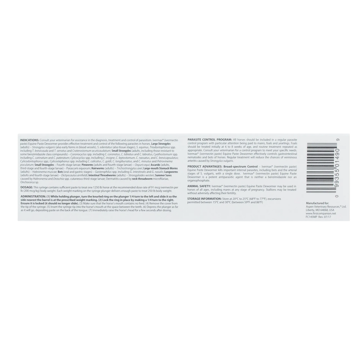 Generic Eqvalan Paste,"Back of product box with directions panel and barcode"