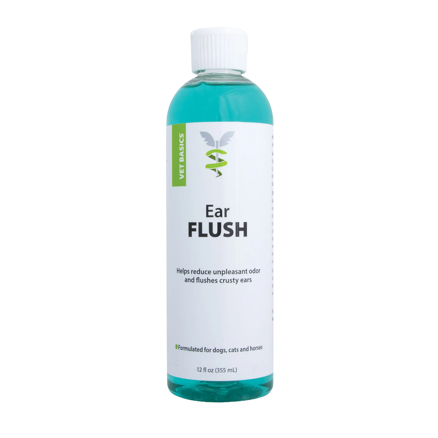 Vet Basics® Ear Flush,"Clear bottle with blue liquid and white screw cap"