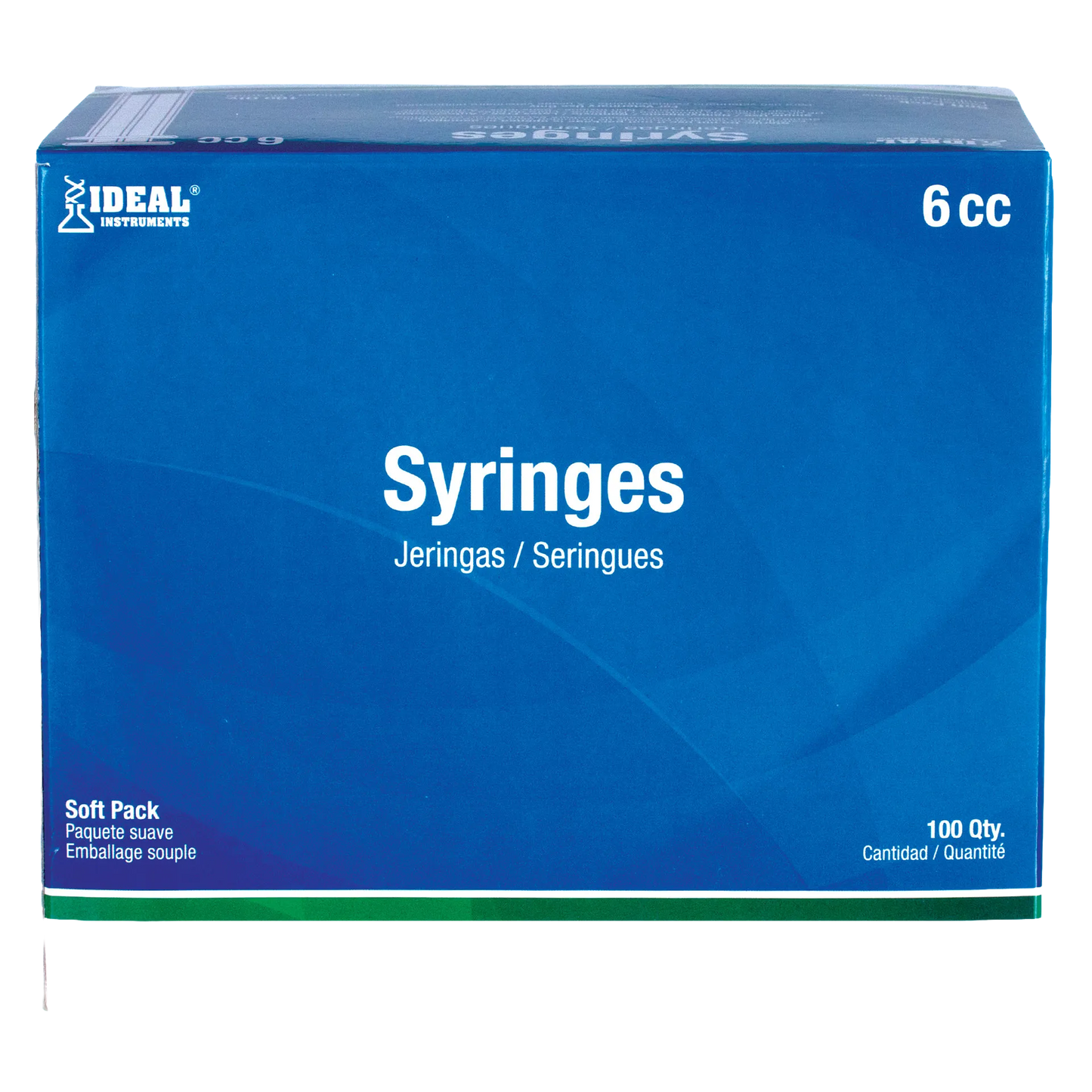 Small Syringes without Needles,"Blue soft pack syringe box, front view"