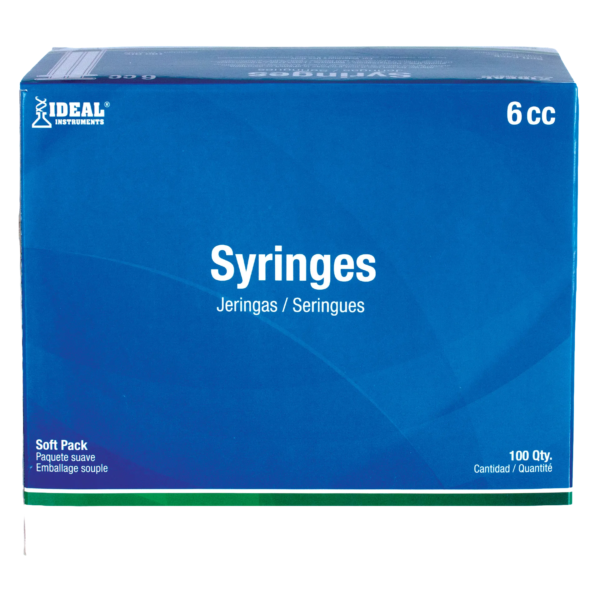 Small Syringes without Needles,"Blue soft pack syringe box, front view"