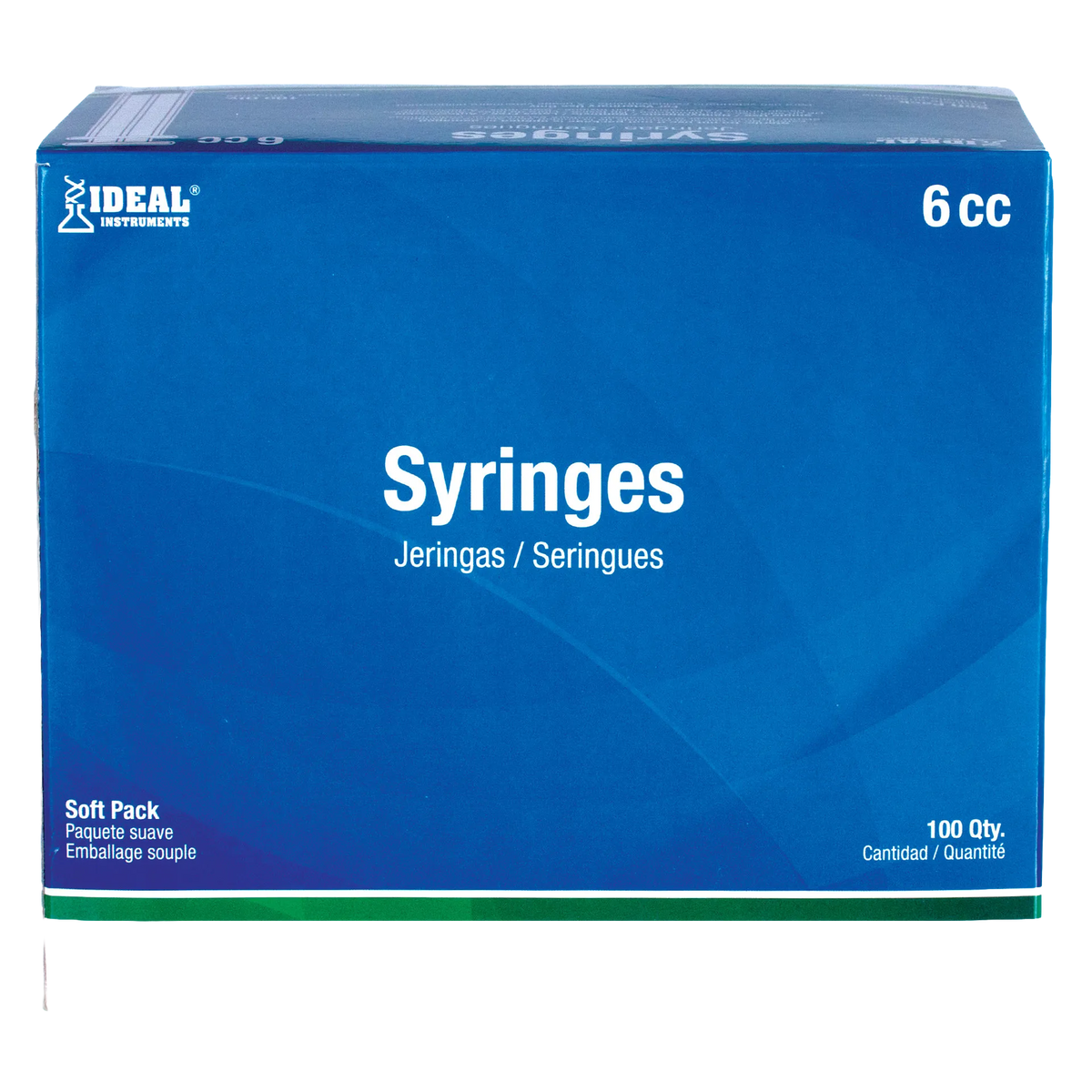 Small Syringes without Needles,"Blue soft pack syringe box, front view"
