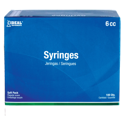 Small Syringes without Needles,"Blue soft pack syringe box, front view"