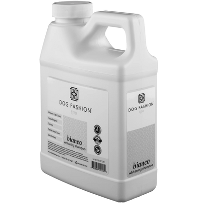 Bianco Whitening Shampoo,"White shampoo jug with handle and screw cap, angled front view"