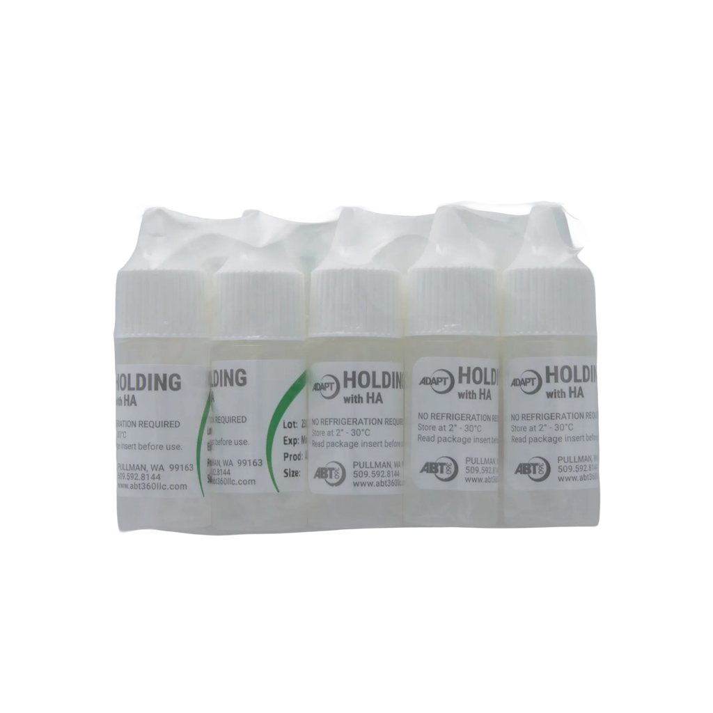 ABT360 Holding Media Adapt with HA,"Pack of small clear bottles with white caps in shrink wrap"