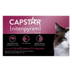 Capstar® Flea Oral Treatment for Cats,"Front of box with cat face and flea treatment icons"