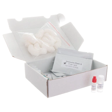 IgG Immunocheck,"Open test kit box with packets, cotton, and two small vials"