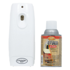 Country Vet Automatic Flying Insect Kill System,"White automatic dispenser with aerosol spray can"