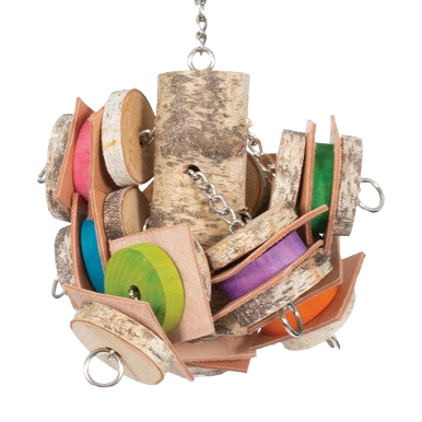 Birch Tree with Colored Slices,"Hanging birch wood toy with multicolor round slices"